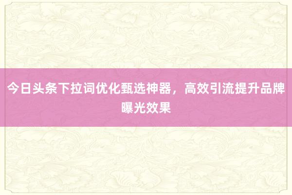 今日头条下拉词优化甄选神器，高效引流提升品牌曝光效果