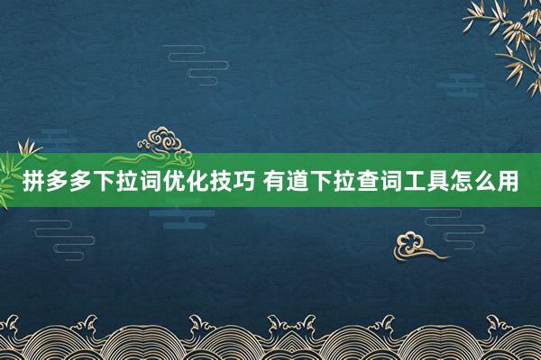 拼多多下拉词优化技巧 有道下拉查词工具怎么用