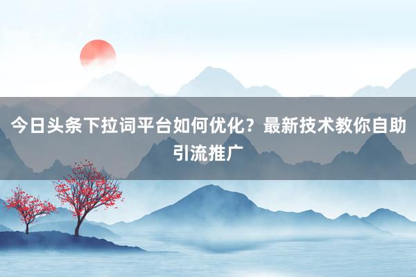 今日头条下拉词平台如何优化？最新技术教你自助引流推广