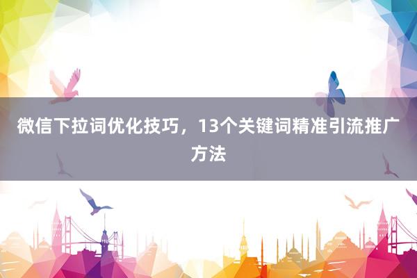 微信下拉词优化技巧，13个关键词精准引流推广方法