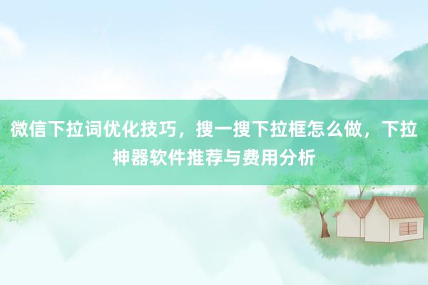 微信下拉词优化技巧，搜一搜下拉框怎么做，下拉神器软件推荐与费用分析