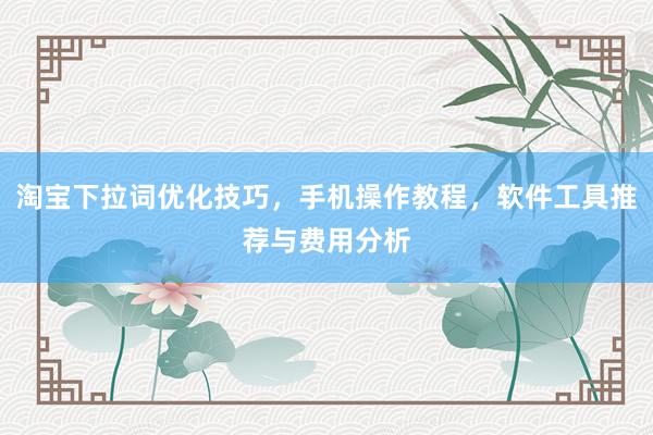 淘宝下拉词优化技巧，手机操作教程，软件工具推荐与费用分析