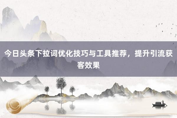 今日头条下拉词优化技巧与工具推荐，提升引流获客效果
