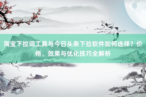 淘宝下拉词工具与今日头条下拉软件如何选择？价格、效果与优化技巧全解析