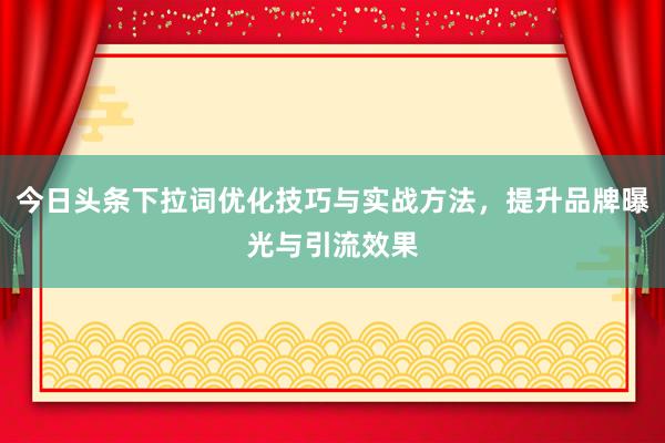 今日头条下拉词优化技巧与实战方法，提升品牌曝光与引流效果