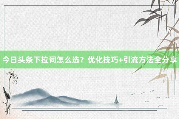 今日头条下拉词怎么选？优化技巧+引流方法全分享