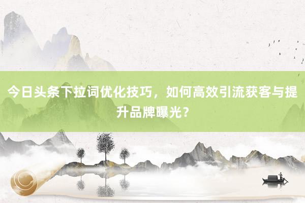 今日头条下拉词优化技巧，如何高效引流获客与提升品牌曝光？