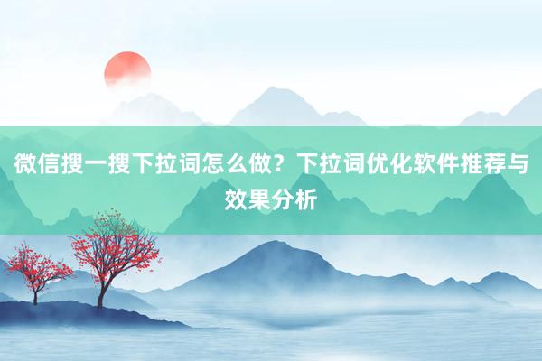 微信搜一搜下拉词怎么做？下拉词优化软件推荐与效果分析