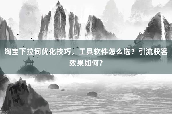 淘宝下拉词优化技巧，工具软件怎么选？引流获客效果如何？