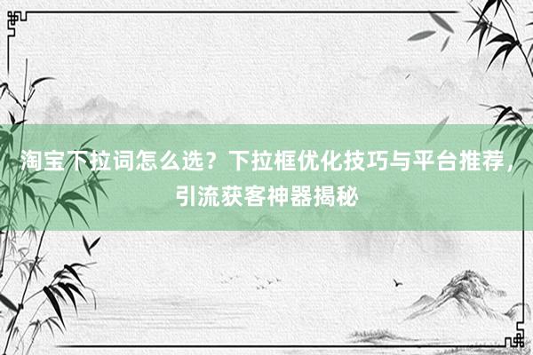 淘宝下拉词怎么选？下拉框优化技巧与平台推荐，引流获客神器揭秘