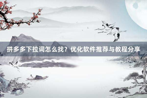 拼多多下拉词怎么找？优化软件推荐与教程分享