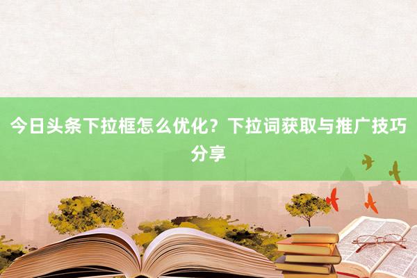 今日头条下拉框怎么优化？下拉词获取与推广技巧分享