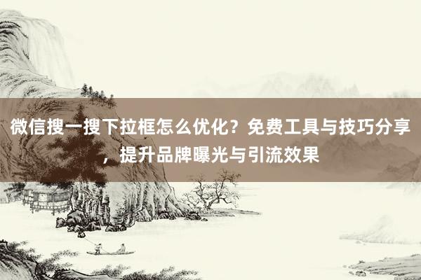微信搜一搜下拉框怎么优化？免费工具与技巧分享，提升品牌曝光与引流效果