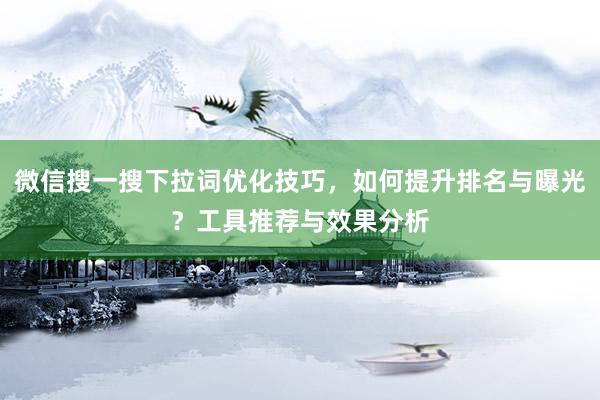 微信搜一搜下拉词优化技巧，如何提升排名与曝光？工具推荐与效果分析