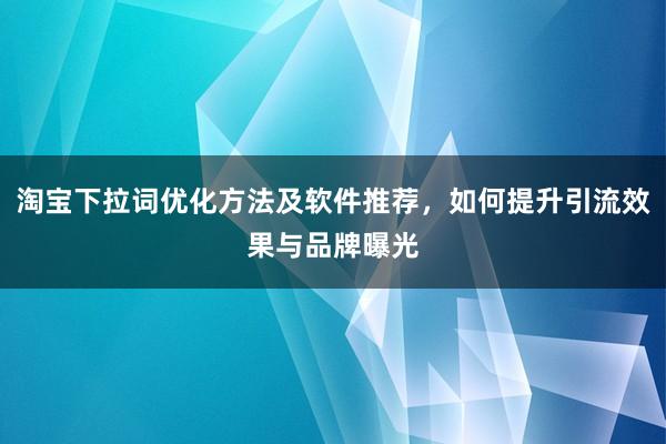 淘宝下拉词优化方法及软件推荐，如何提升引流效果与品牌曝光