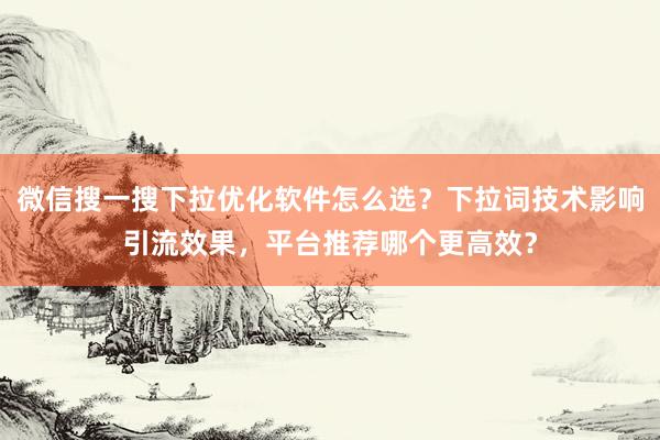 微信搜一搜下拉优化软件怎么选？下拉词技术影响引流效果，平台推荐哪个更高效？