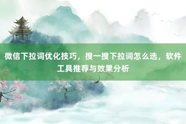 微信下拉词优化技巧，搜一搜下拉词怎么选，软件工具推荐与效果分析