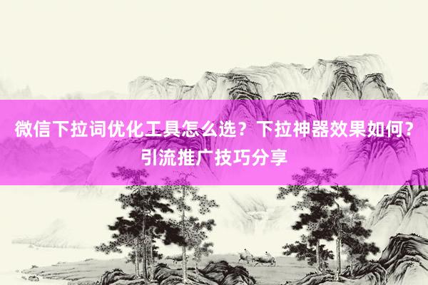 微信下拉词优化工具怎么选？下拉神器效果如何？引流推广技巧分享