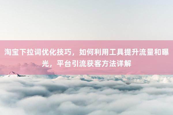 淘宝下拉词优化技巧，如何利用工具提升流量和曝光，平台引流获客方法详解