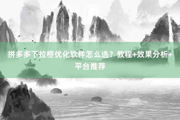 拼多多下拉框优化软件怎么选？教程+效果分析+平台推荐