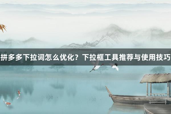 拼多多下拉词怎么优化？下拉框工具推荐与使用技巧