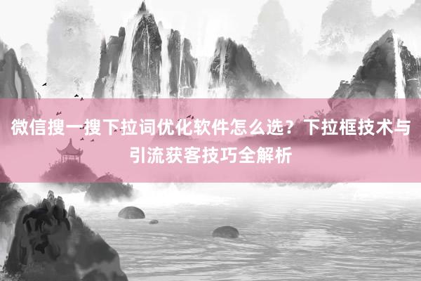 微信搜一搜下拉词优化软件怎么选？下拉框技术与引流获客技巧全解析