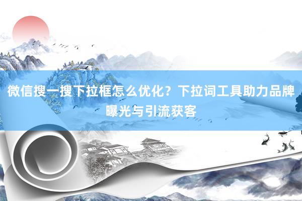 微信搜一搜下拉框怎么优化？下拉词工具助力品牌曝光与引流获客